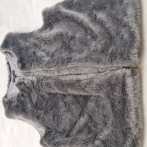 Faux Fur Gray Vest Womens Large Lined Lightweight‎ Signature Studio Soft